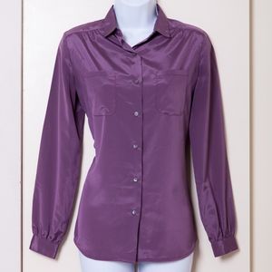 Purple Vintage Silk Button-down Blouse